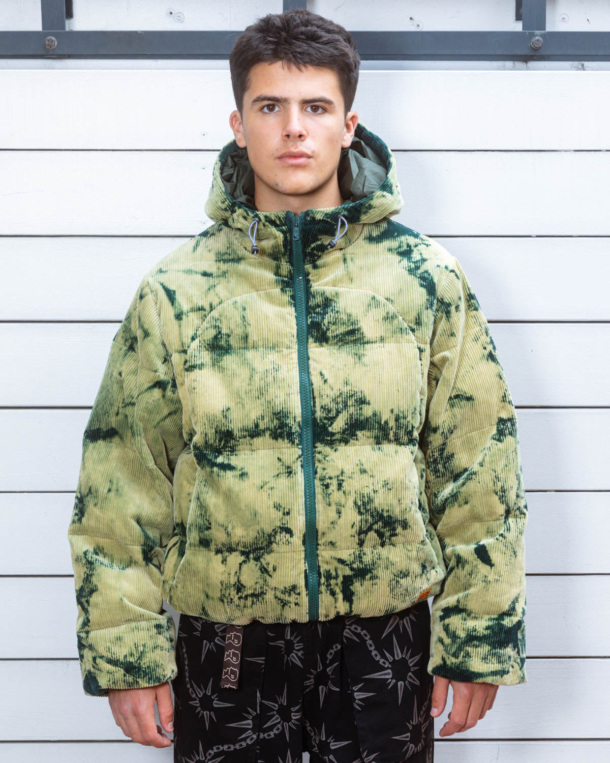 Bleach Dyed Dimension Puffer Jacket - Olive 2