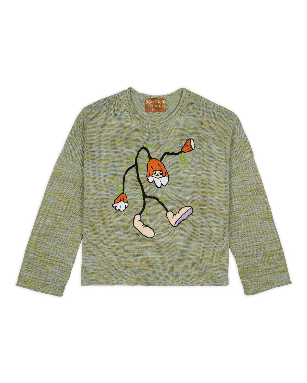 Blooms Cropped Marled Knit Sweater - Emerald – Brain Dead