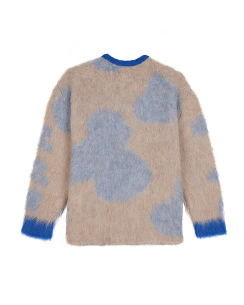 Boxy Knit Cow Print Sweater - Taupe 2