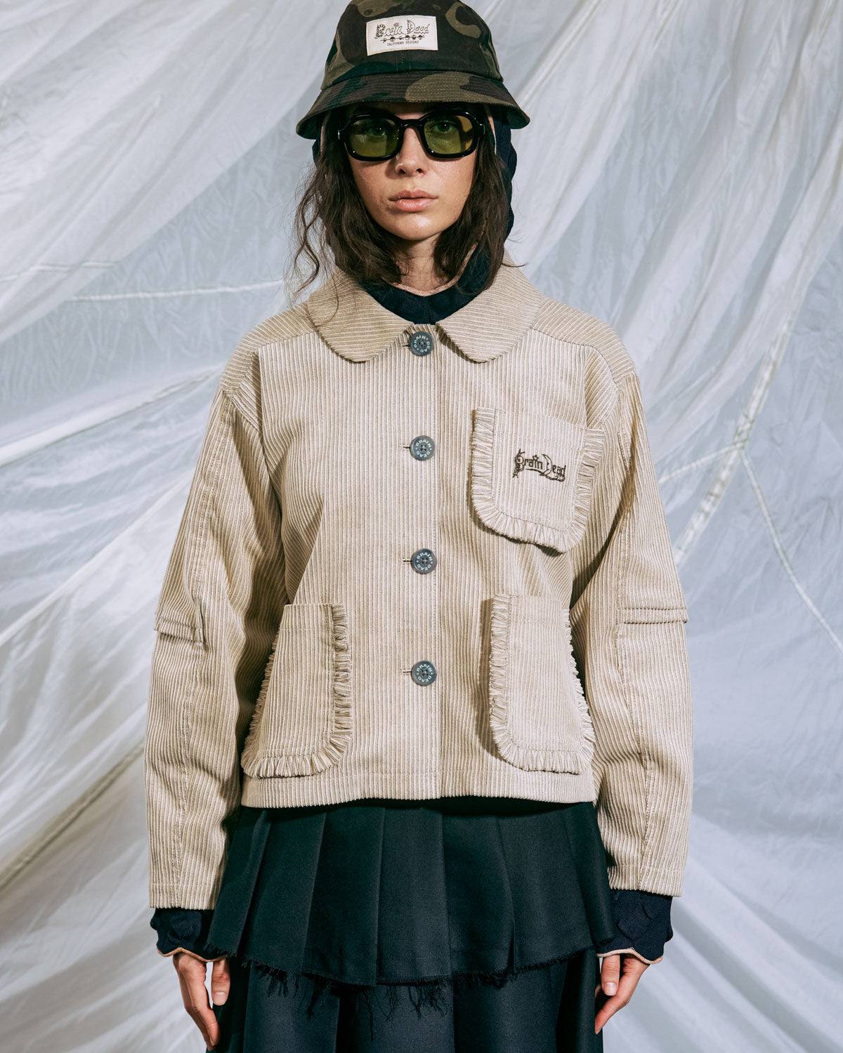 Boxy Ruffle Jacket - Natural – Brain Dead