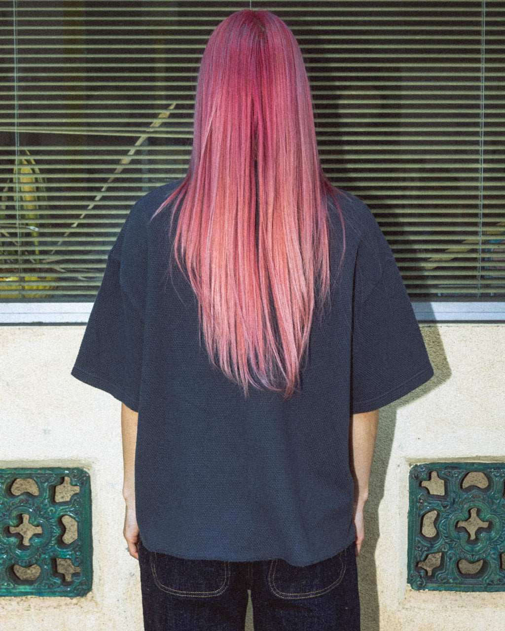 Boxy Thermal Mock Neck T-Shirt - Slate 8