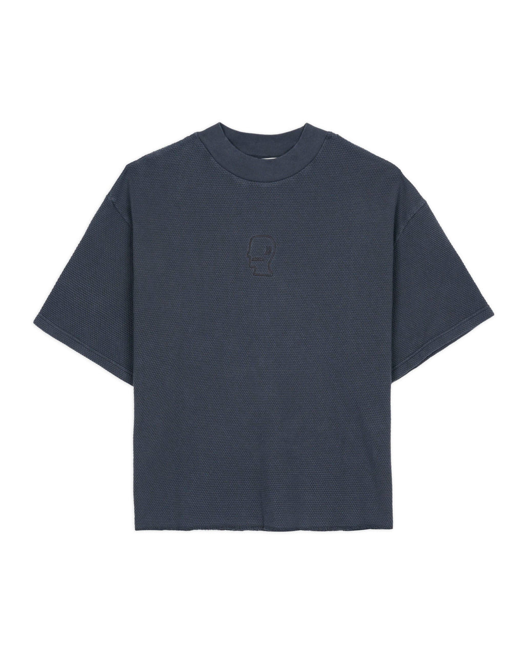 Boxy Thermal Mock Neck T-Shirt - Slate