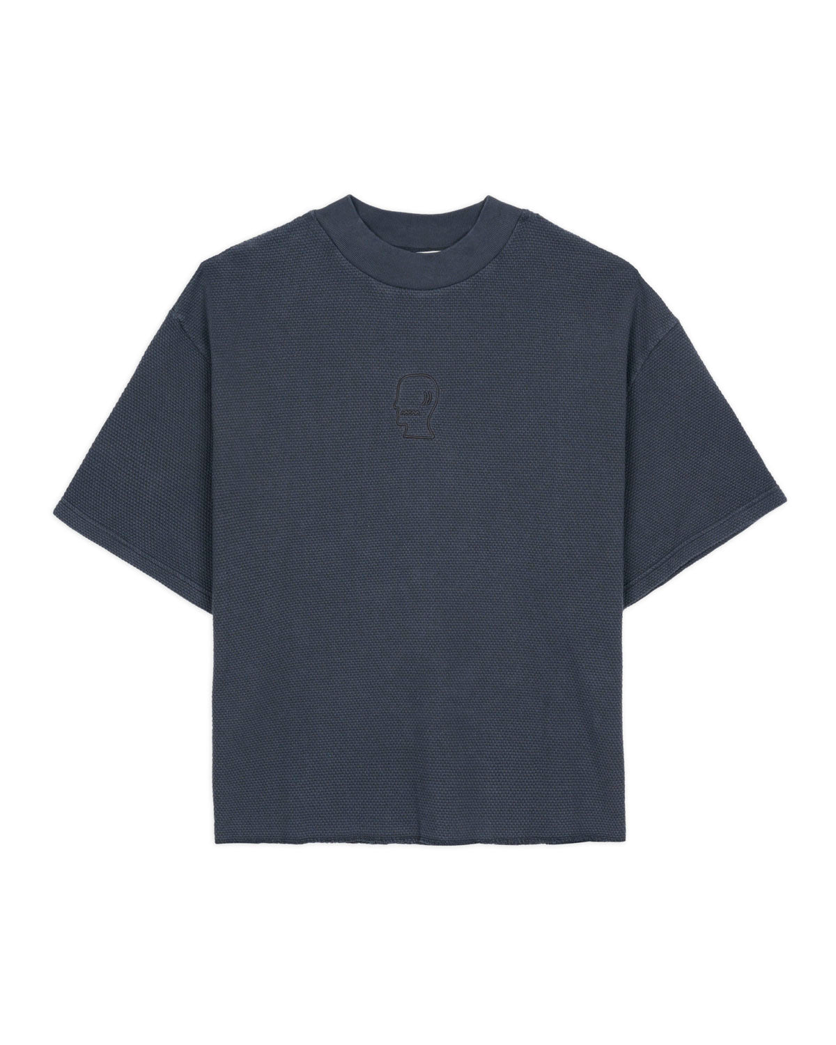 Boxy Thermal Mock Neck T-Shirt - Slate 1