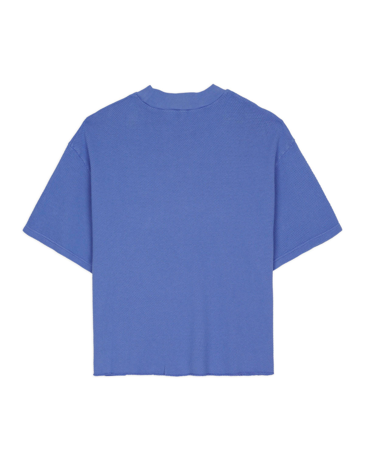Boxy Thermal Mock Neck T-Shirt - Blue 5