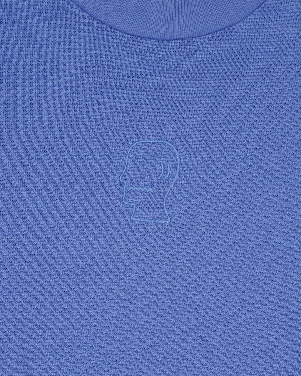 Boxy Thermal Mock Neck T-Shirt - Blue 3