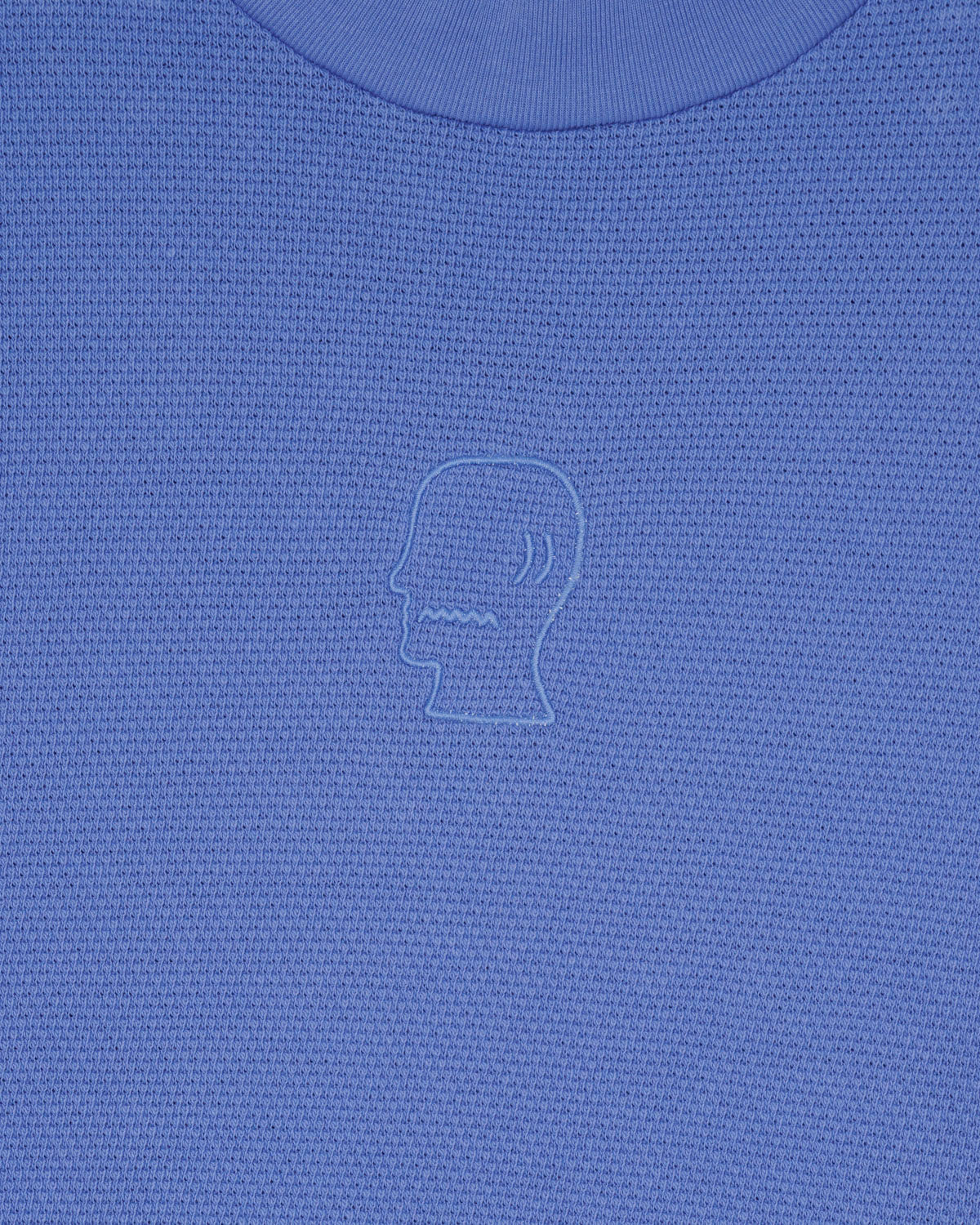 Boxy Thermal Mock Neck T-Shirt - Blue 3