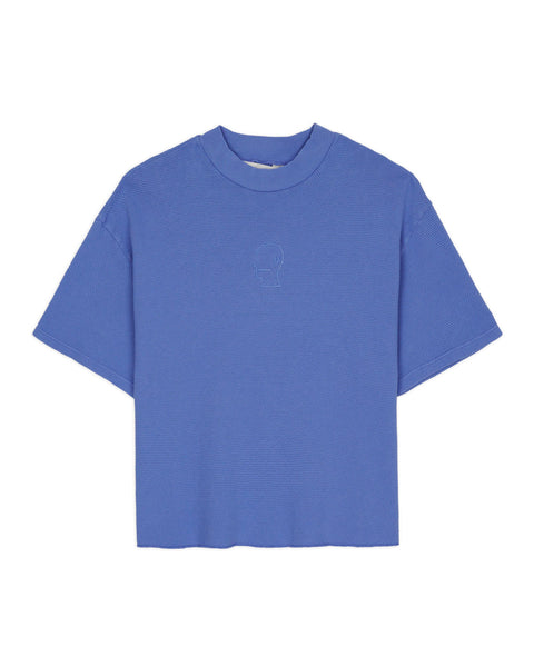 トップス Ntrul QUIET SHIRT BLUE Boxy Thermal Mock Neck T-Shirt - Blue – Brain Dead