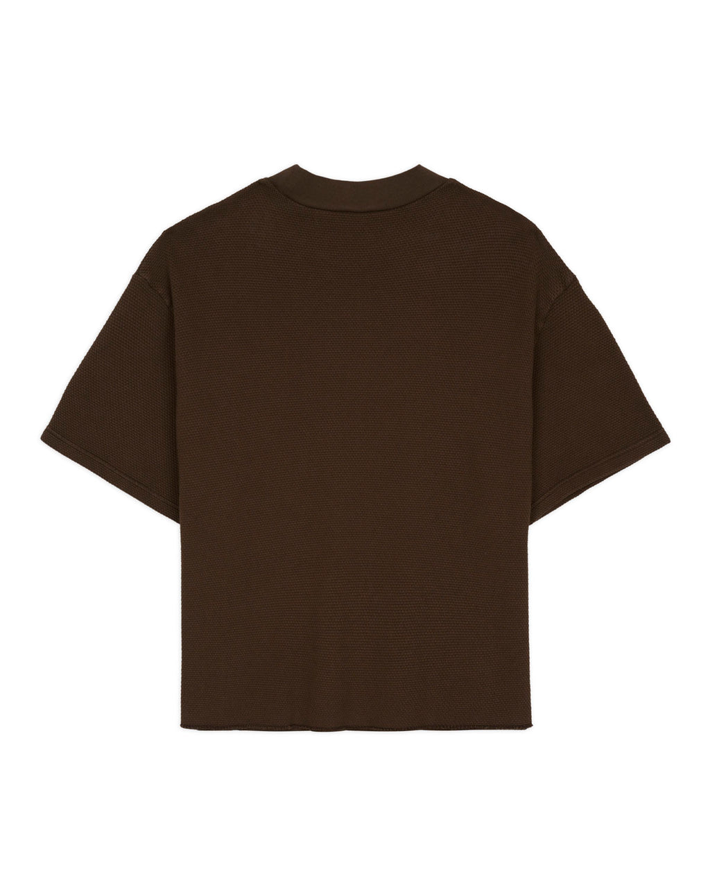 Boxy Thermal Mock Neck T-Shirt - Brown 5