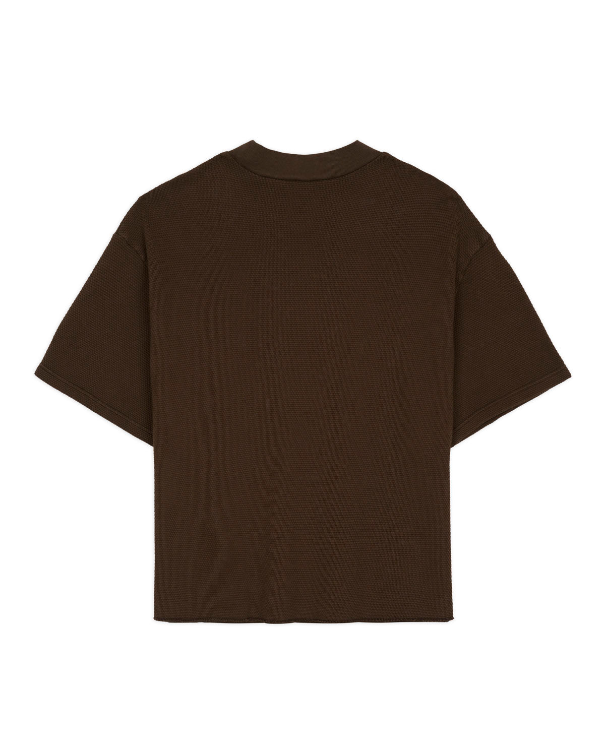 Boxy Thermal Mock Neck T-Shirt - Brown 5