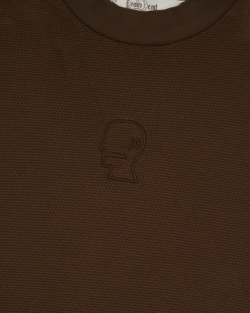 Boxy Thermal Mock Neck T-Shirt - Brown 3