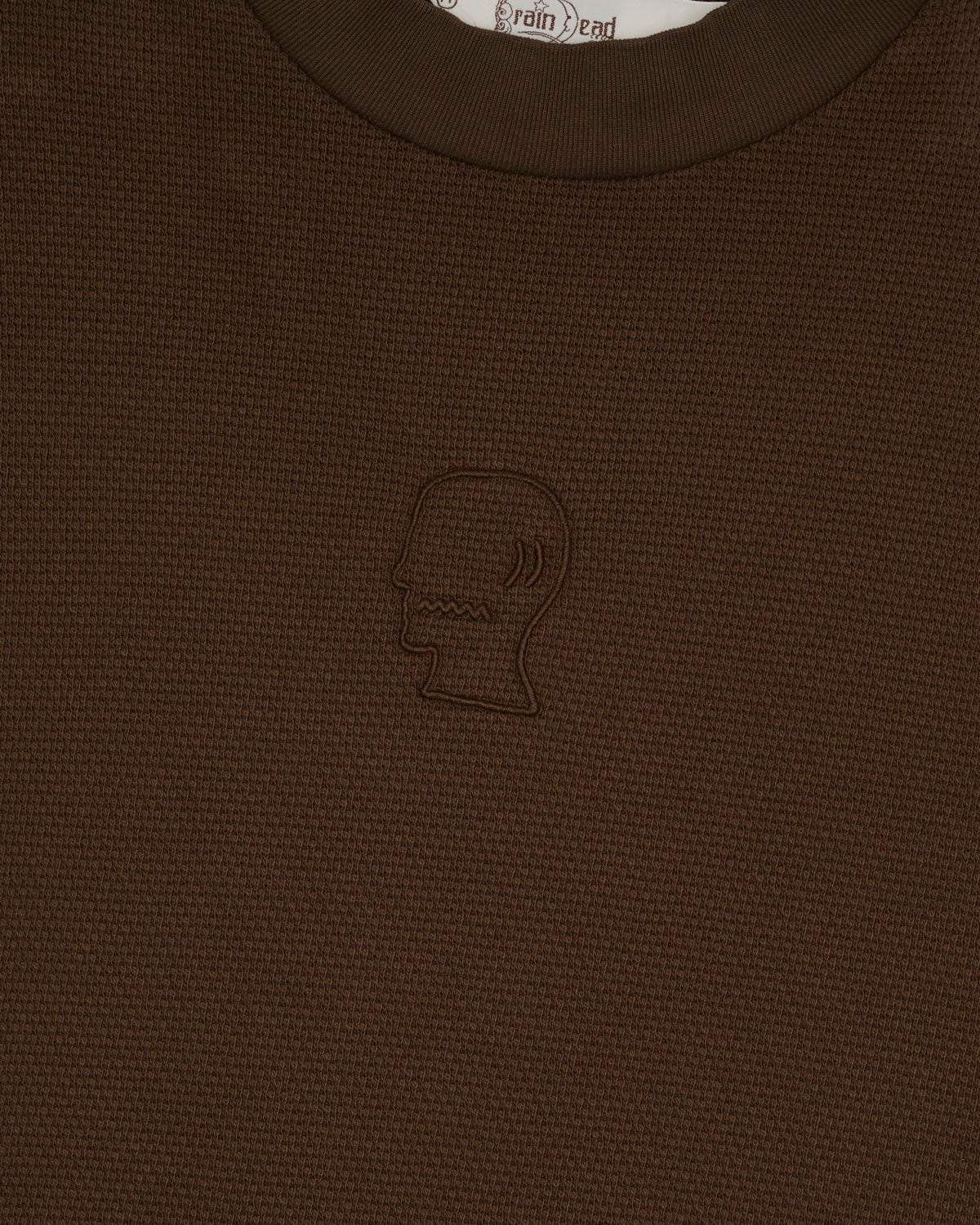Boxy Thermal Mock Neck T-Shirt - Brown 3