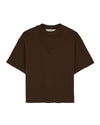 Boxy Thermal Mock Neck T-Shirt - Brown