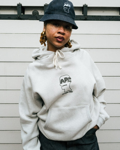 Brain Dead x A.P.C. Fleece Logo Head Raglan Hoodie - Oatmeal 2