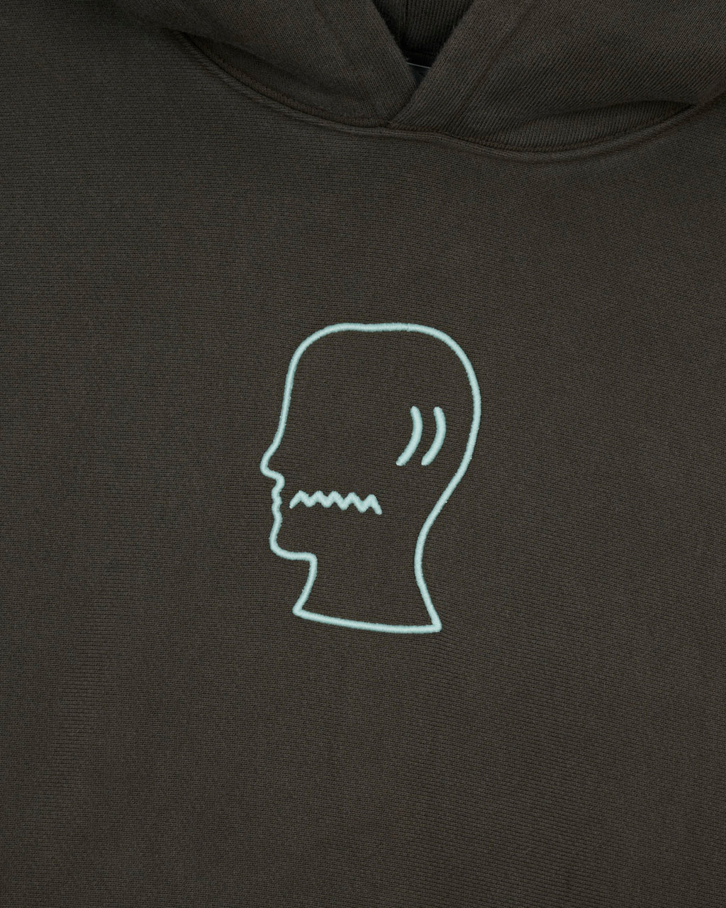 3D Embroidered Logohead Garment Dyed Hoodie - Brown 2