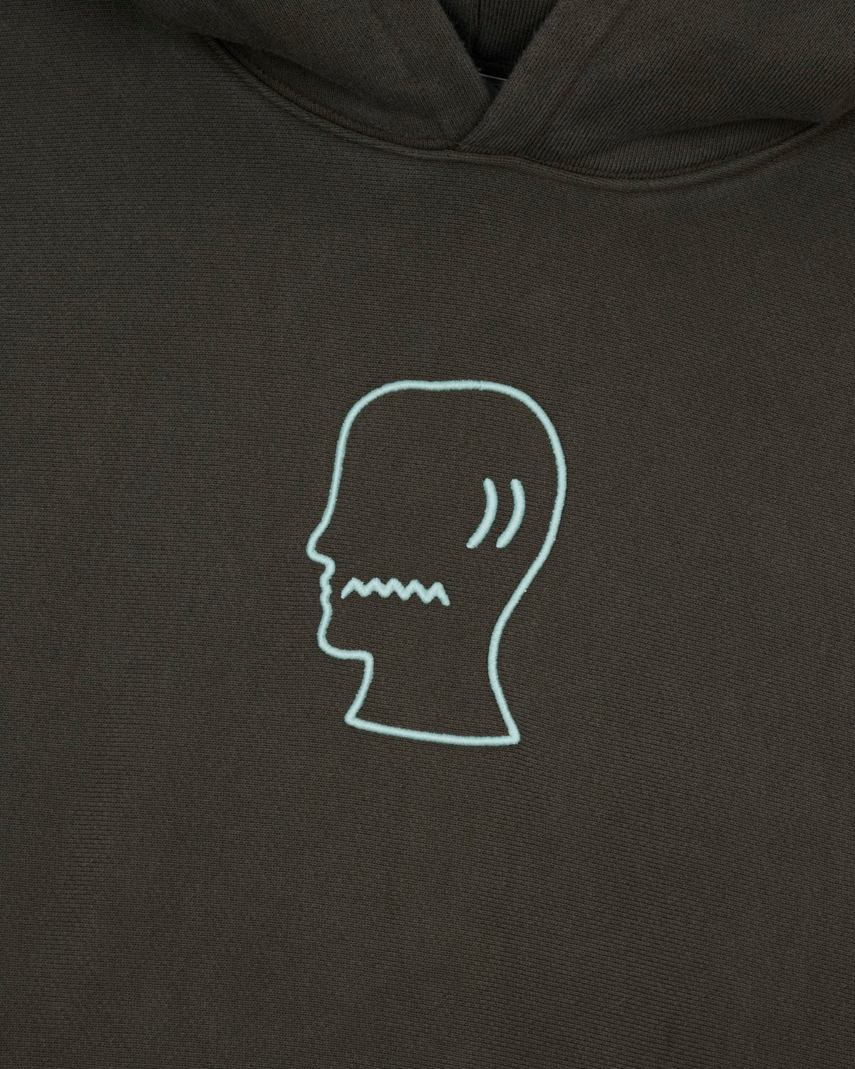 3D Embroidered Logohead Garment Dyed Hoodie - Brown 2