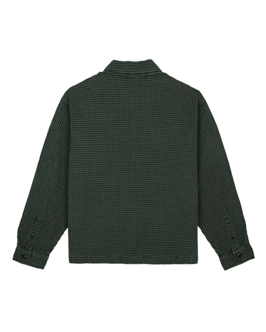 Waffle Button Front Shirt - Dark Green 3
