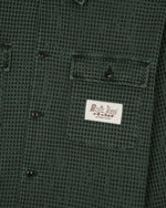 Waffle Button Front Shirt - Dark Green 2