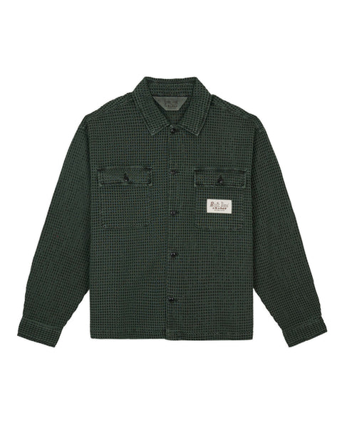 Waffle Button Front Shirt - Dark Green – Brain Dead
