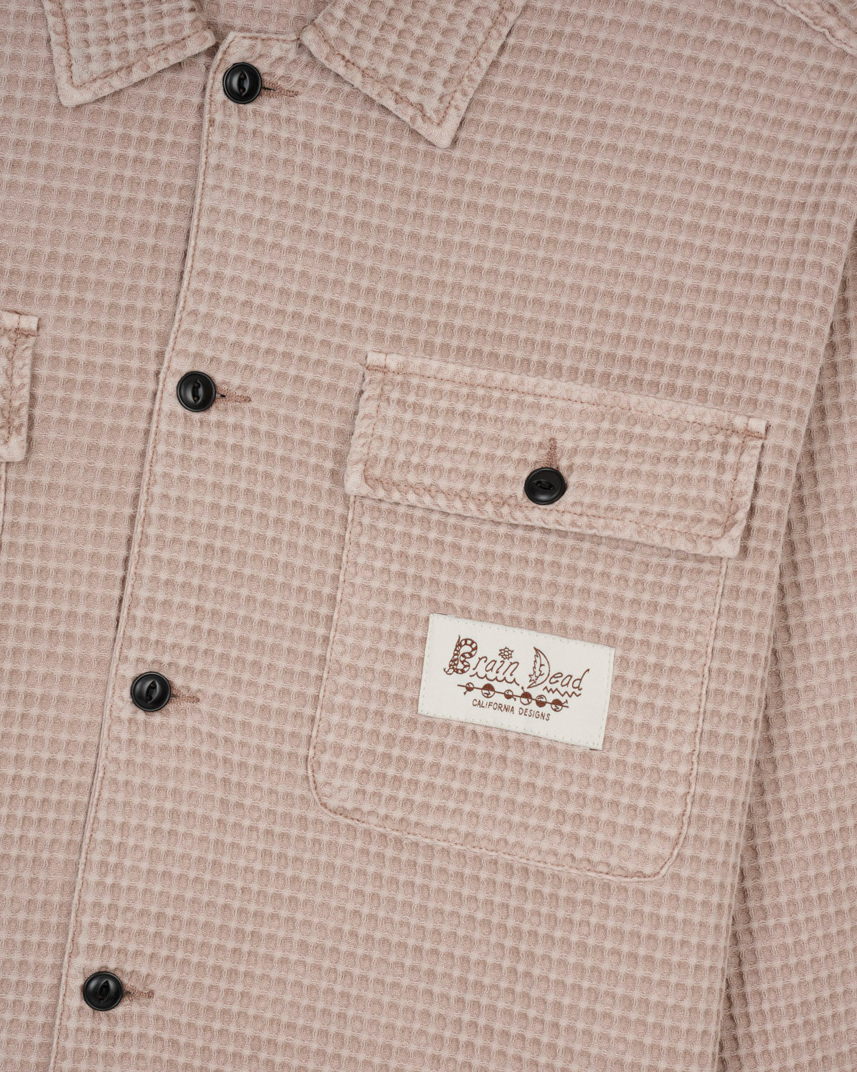 Waffle Button Front Shirt - Sand 2