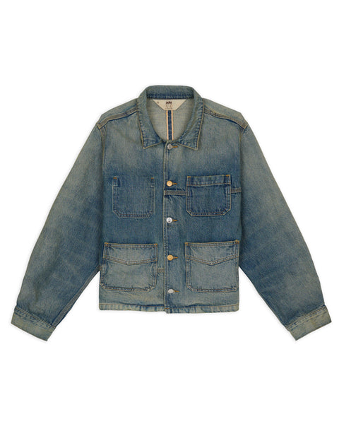 ジャケット・アウター argue baseball denim wide shirt jacket Brain Dead x A.P.C. Selvedge Chore Jacket - Washed Indigo