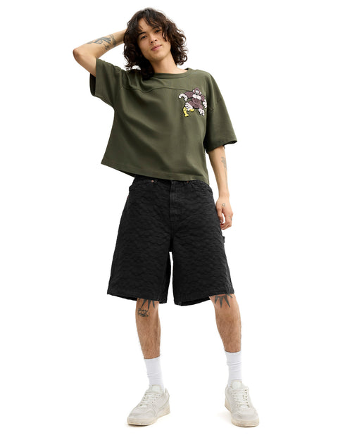 Brain Dead x Coach Cropped Football T-Shirt - Dark Grey 2