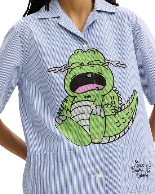 Brain Dead x Coach Crying Darby Dino Short Sleeve Button Up Shirt - Light Blue 2