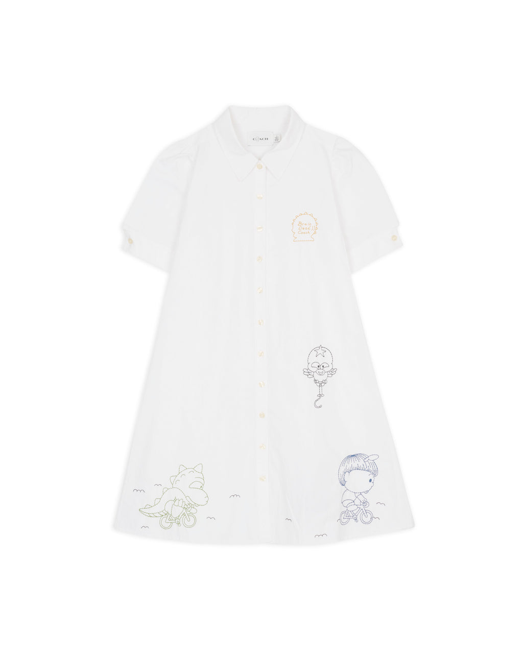 Brain Dead x Coach Embroidered Shirt Dress - White