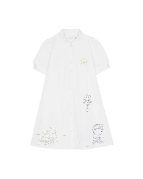 Brain Dead x Coach Embroidered Shirt Dress - White