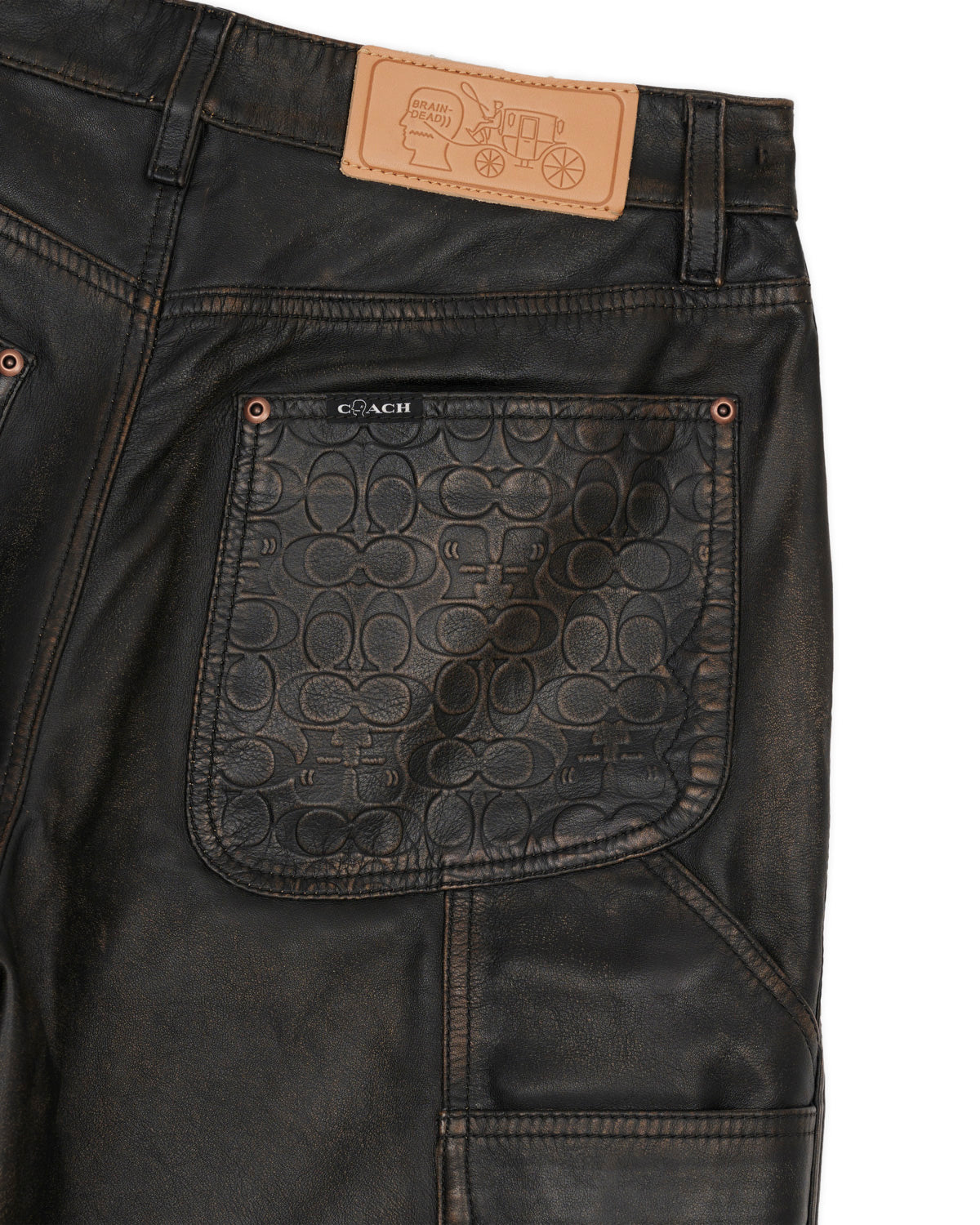 Brain Dead x Coach Leather Shorts - Black