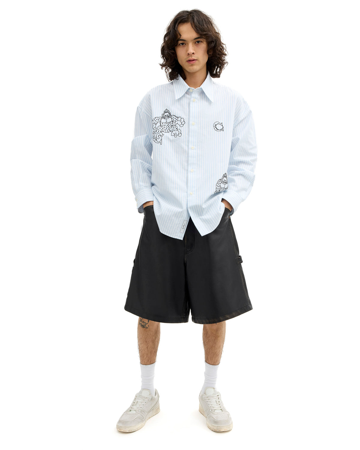 Brain Dead x Coach Long Sleeve Button Up Shirt - Blue Stripe