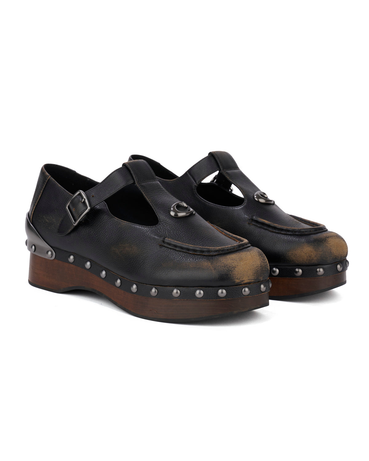 coach レザーシューズ Brain Dead x Coach Men's Leather Wooden Mary Jane - Black