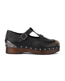 Brain Dead x Coach Leather Wooden Mary Jane - Black