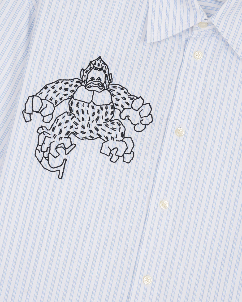 Brain Dead x Coach Long Sleeve Button Up Shirt - Blue Stripe 7