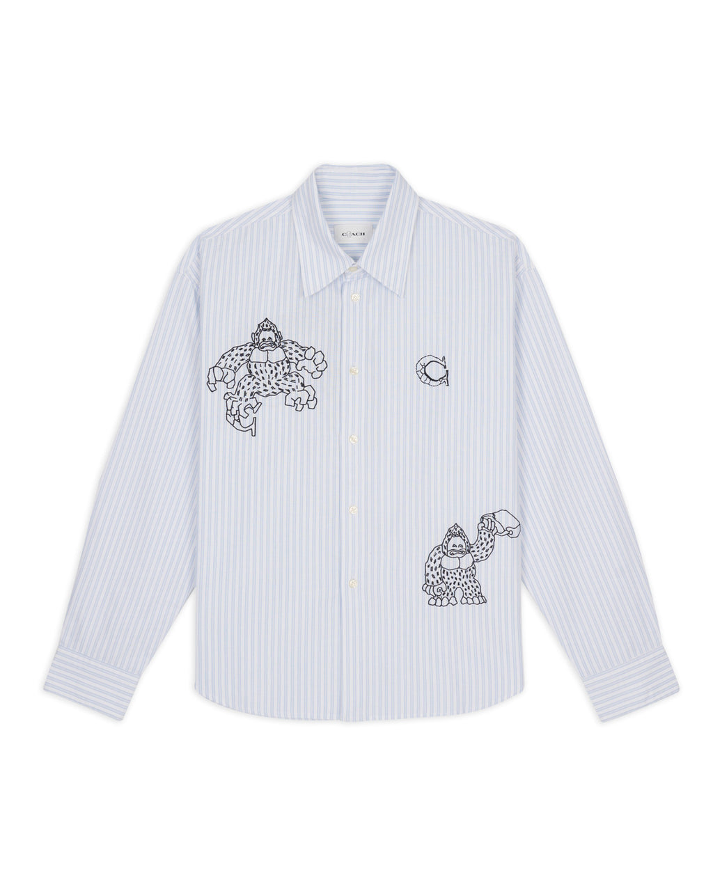 Brain Dead x Coach Long Sleeve Button Up Shirt - Blue Stripe