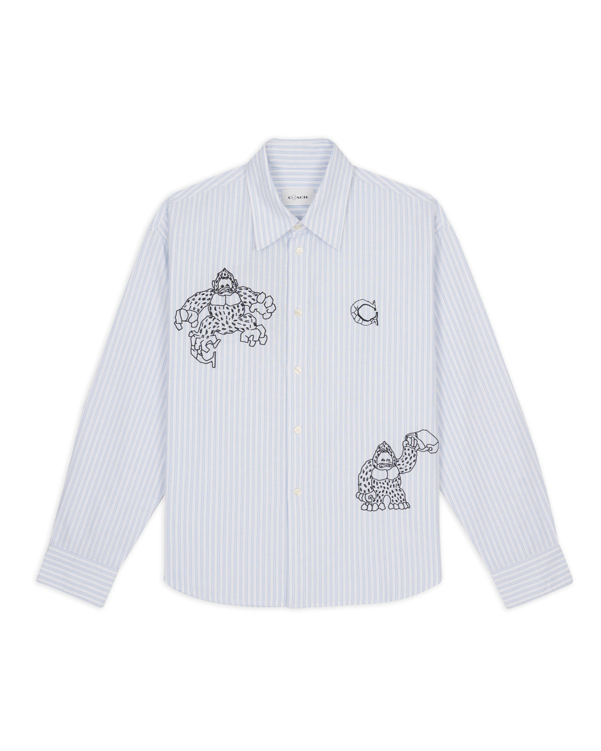 Brain Dead x Coach Long Sleeve Button Up Shirt - Blue Stripe 1