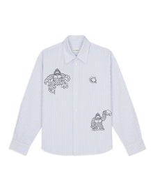 Brain Dead x Coach Long Sleeve Button Up Shirt - Blue Stripe