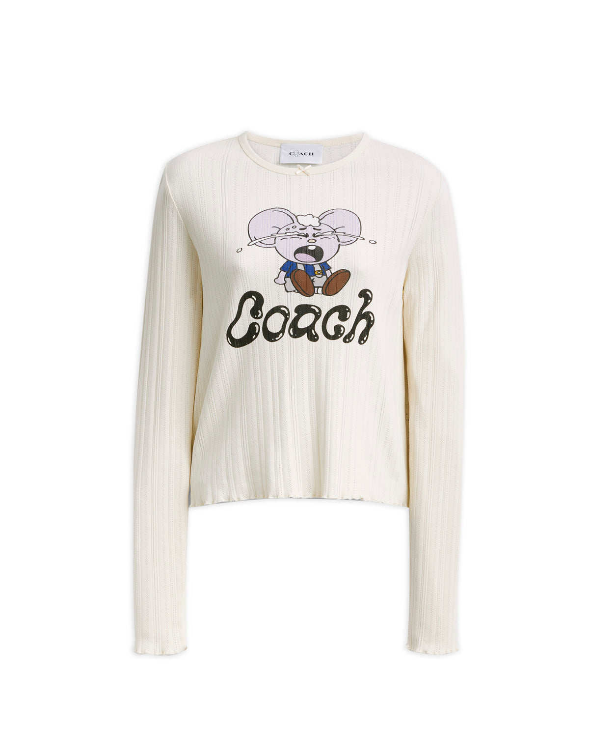 Brain Dead x Coach Long Sleeve Graphic Pointelle Top - Cream 1