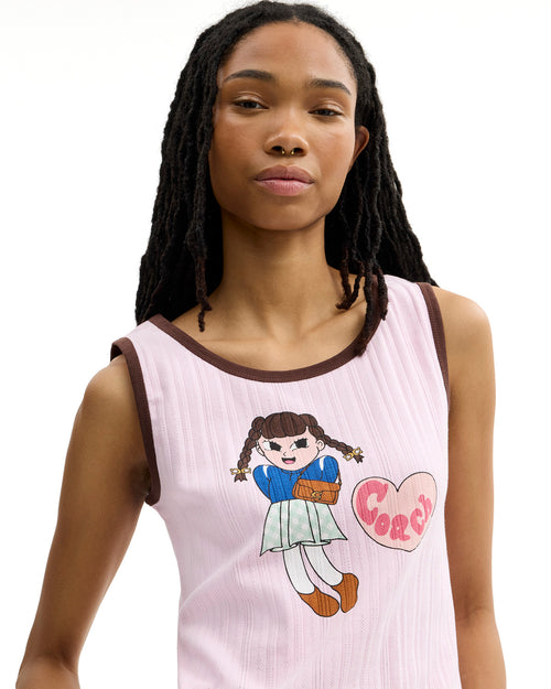 Brain Dead x Coach Pointelle Graphic Tank Top - Pink 2
