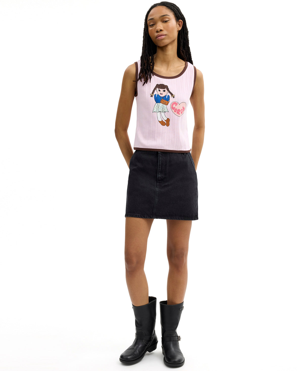 Brain Dead x Coach Pointelle Graphic Tank Top - Pink