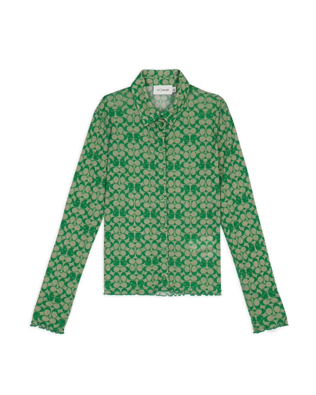 Brain Dead x Coach Printed Mesh Button Up Shirt - Dark Green