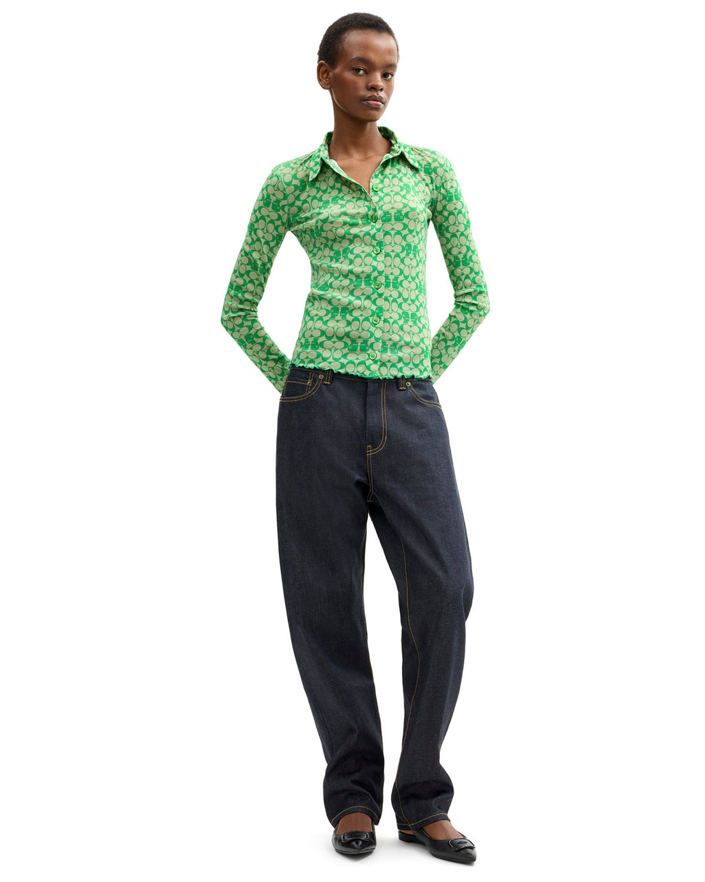 Brain Dead x Coach Printed Mesh Button Up Shirt