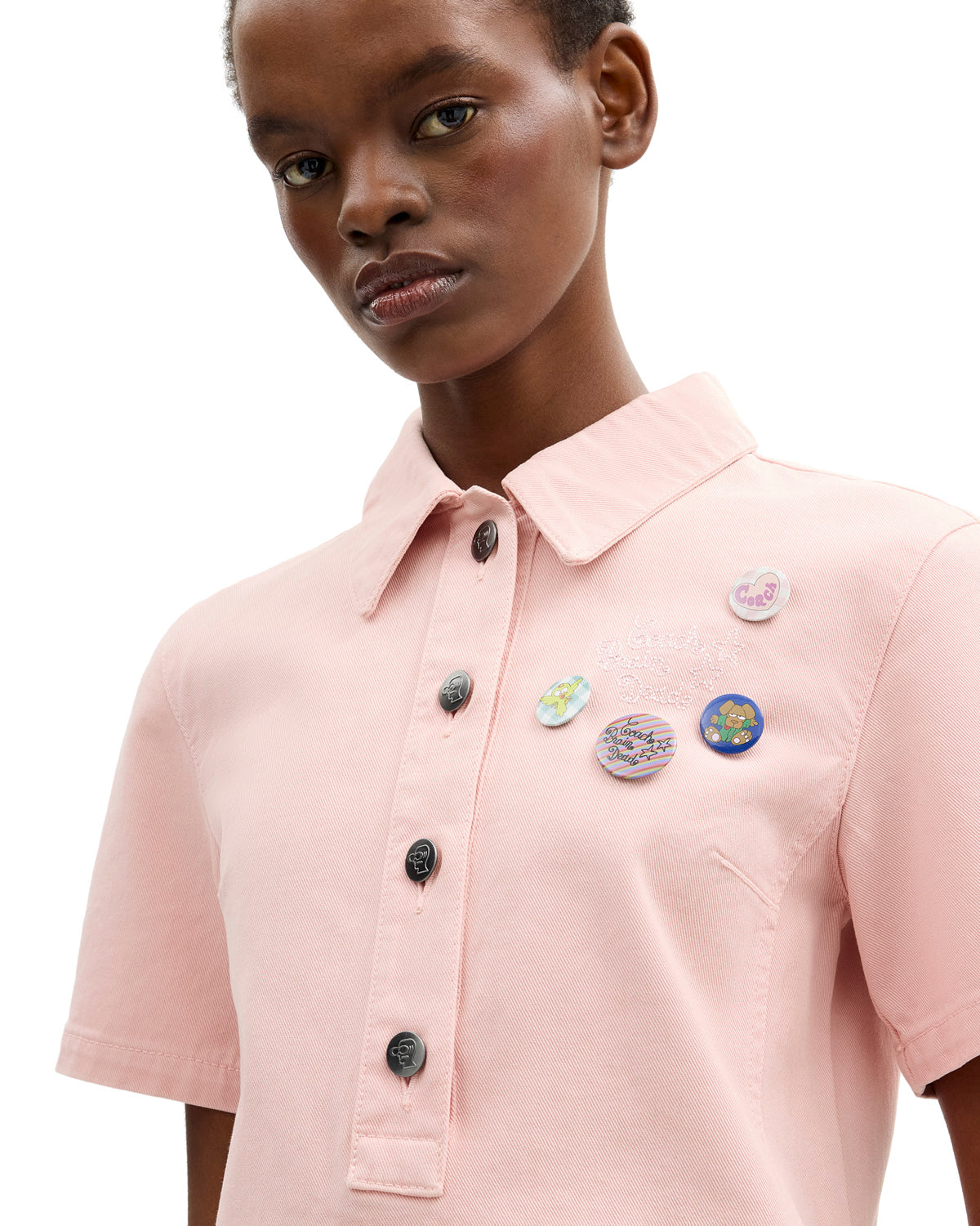 Brain Dead x Coach Short Sleeve Denim Mini Dress - Pink