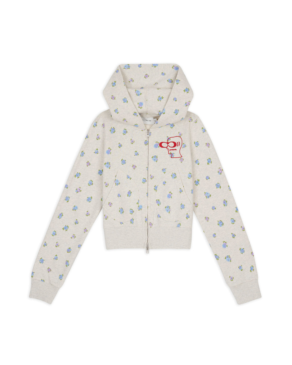 Brain Dead x Coach Shrunken Floral Print Hoodie - Heather Grey