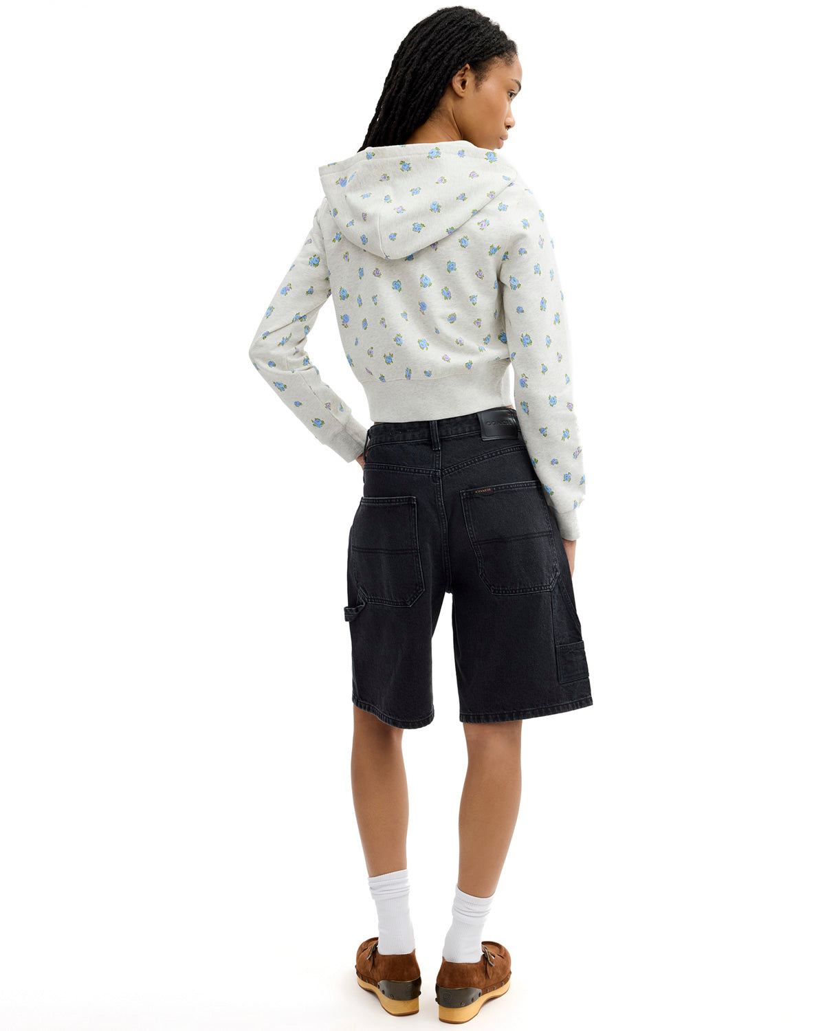 Brain Dead x Coach Shrunken Floral Print Hoodie - Heather Grey 7