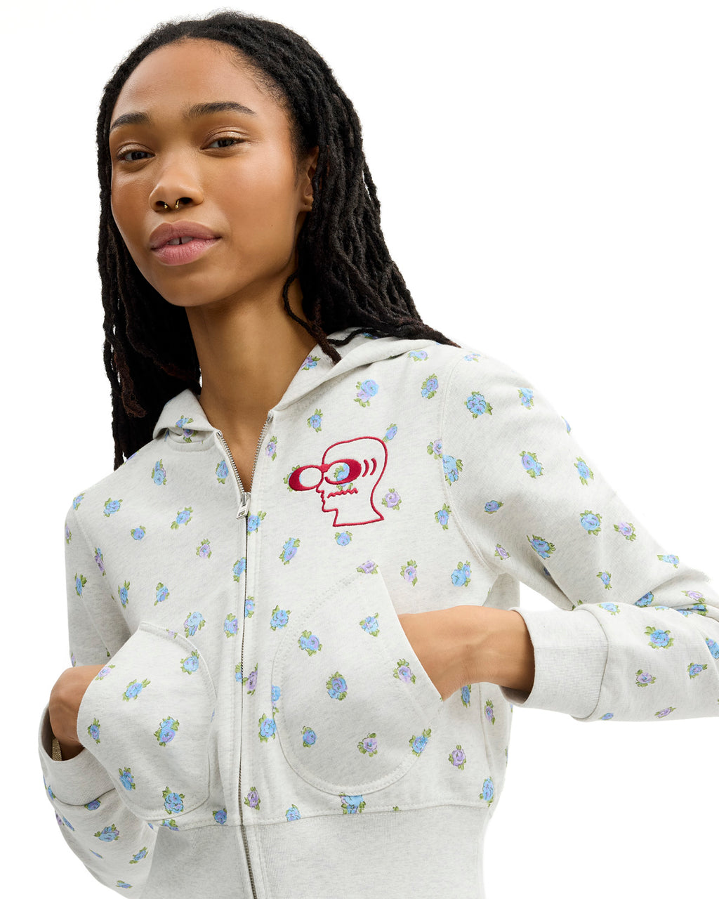 Brain Dead x Coach Shrunken Floral Print Hoodie - Heather Grey 4