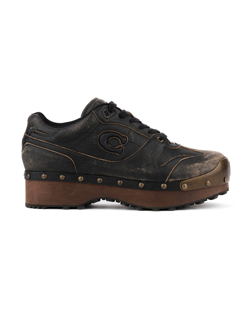 Brain Dead x Coach SoHo Leather Wooden Clog - Black