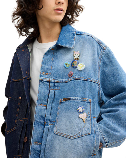 Brain Dead x Coach Split Denim Jacket - Blue Multi 2