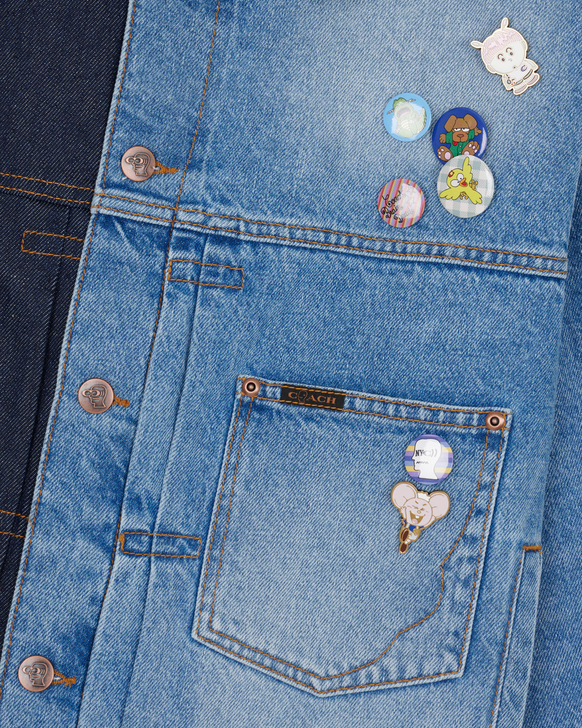 Brain Dead x Coach Split Denim Jacket - Blue Multi 6