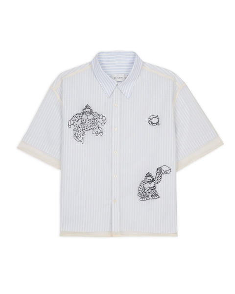 Brain Dead x Coach Striped Camp Shirt - Blue Stripe