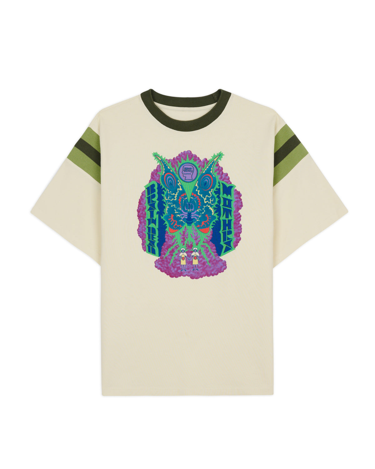 Brain Dead x Godzilla Mothra Pique Football T-shirt - Natural 1